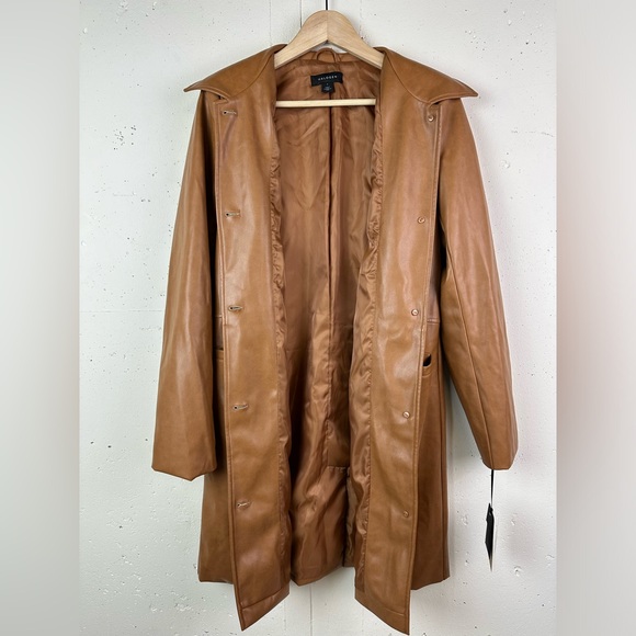 NWT Halogen Faux Leather Car Coat Cognac - Picture 7 of 9